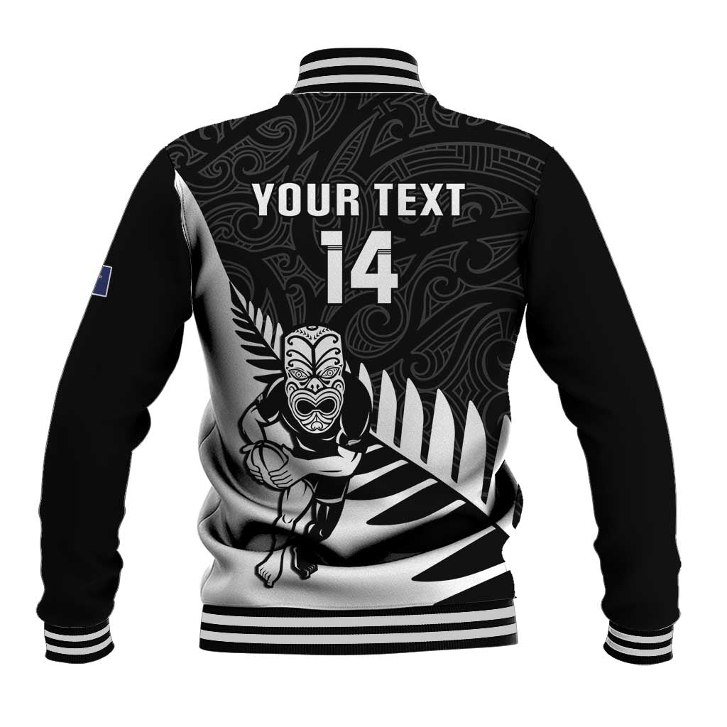 Personalised New Zealand Silver Fern Rugby Baseball Jacket All Black Go Champions Maori Pattern LT14