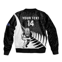 Personalised New Zealand Silver Fern Rugby Bomber Jacket All Black Go Champions Maori Pattern LT14