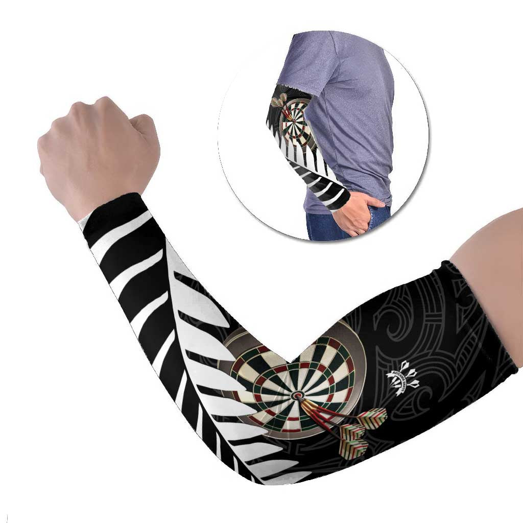 Personalised New Zealand Darts Arm Sleeves Silver Fern Aotearoa Maori Pattern - Polynesian Pride