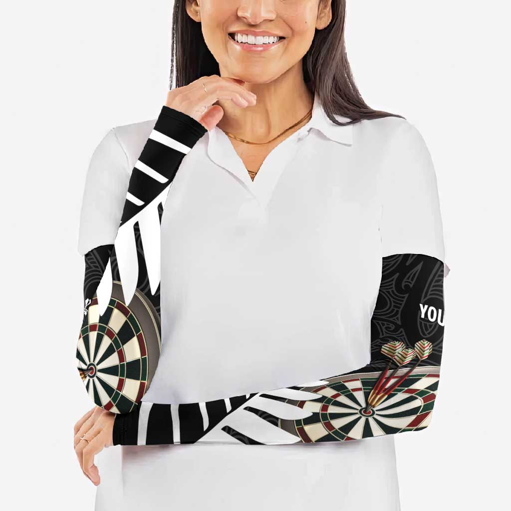 Personalised New Zealand Darts Arm Sleeves Silver Fern Aotearoa Maori Pattern - Polynesian Pride