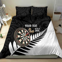Personalised New Zealand Darts Bedding Set Silver Fern Aotearoa Maori Pattern - Polynesian Pride