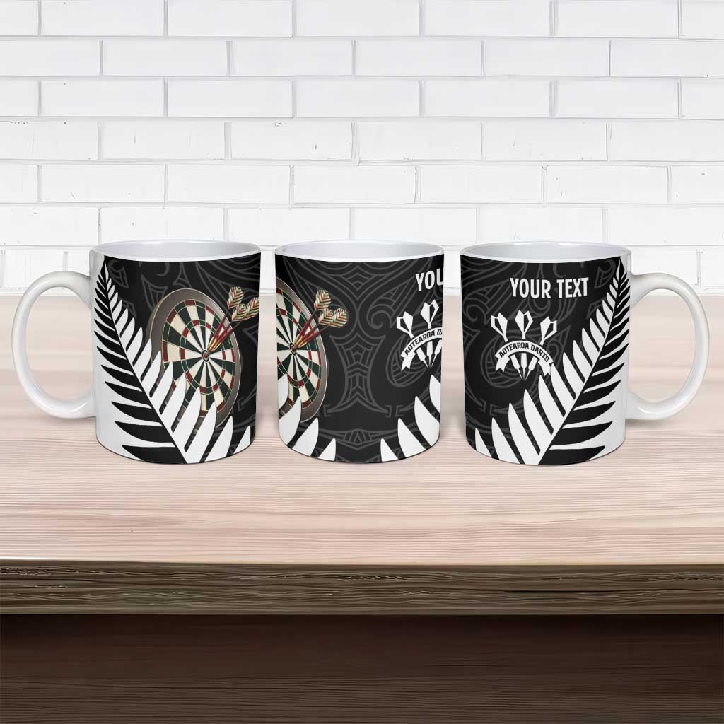Personalised New Zealand Darts Ceramic Mug Silver Fern Aotearoa Maori Pattern - Polynesian Pride