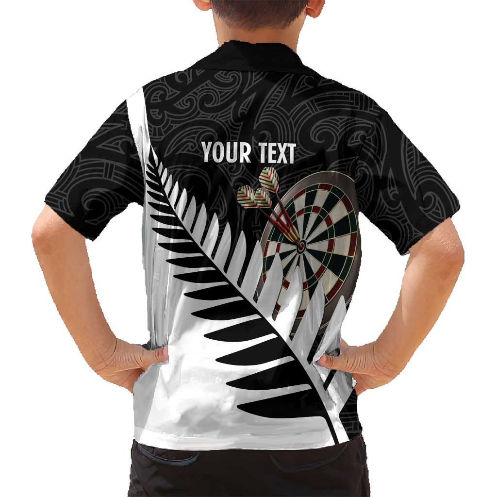 Personalised New Zealand Darts Family Matching Off Shoulder Maxi Dress and Hawaiian Shirt Silver Fern Aotearoa Maori Pattern - Polynesian Pride