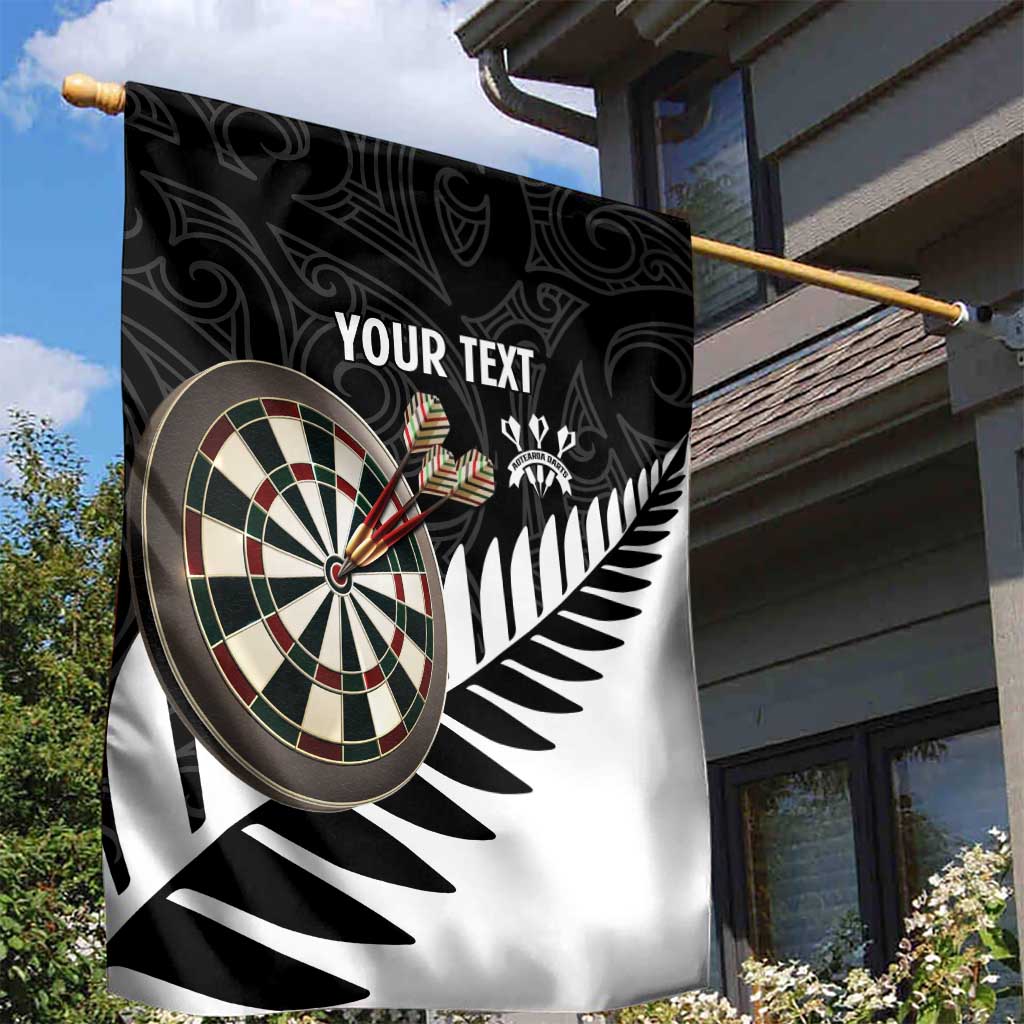 Personalised New Zealand Darts Garden Flag Silver Fern Aotearoa Maori Pattern - Polynesian Pride