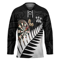 Personalised New Zealand Darts Hockey Jersey Silver Fern Aotearoa Maori Pattern - Polynesian Pride
