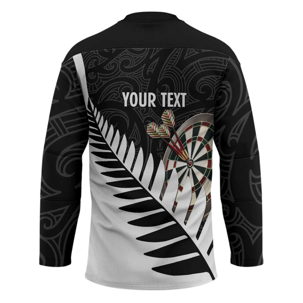 Personalised New Zealand Darts Hockey Jersey Silver Fern Aotearoa Maori Pattern - Polynesian Pride