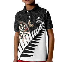 Personalised New Zealand Darts Kid Polo Shirt Silver Fern Aotearoa Maori Pattern - Polynesian Pride