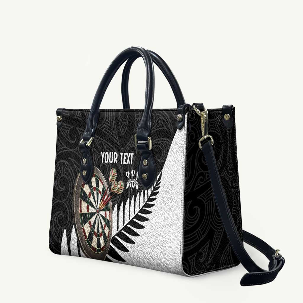 Personalised New Zealand Darts Leather Bag Silver Fern Aotearoa Maori Pattern - Polynesian Pride