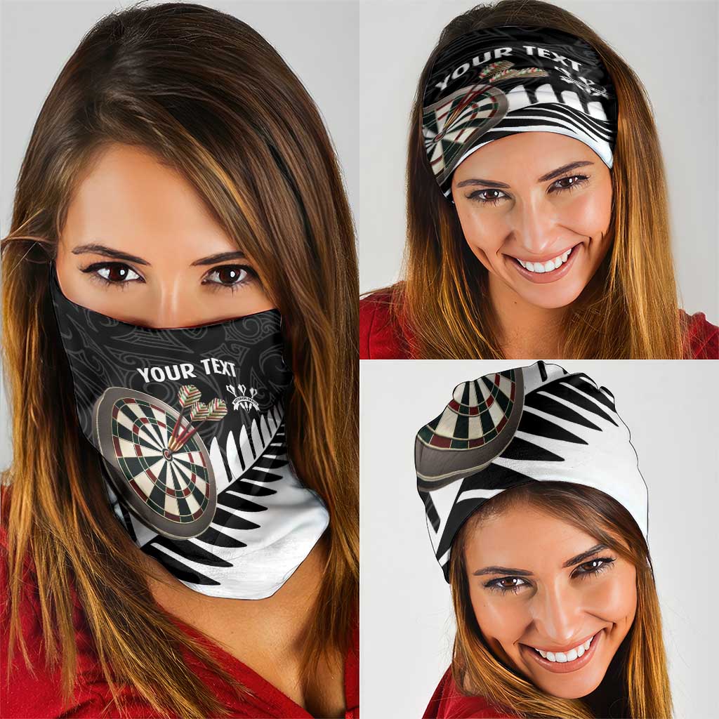 Personalised New Zealand Darts Neck Gaiter Silver Fern Aotearoa Maori Pattern - Polynesian Pride