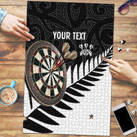 Personalised New Zealand Darts Puzzle Silver Fern Aotearoa Maori Pattern - Polynesian Pride