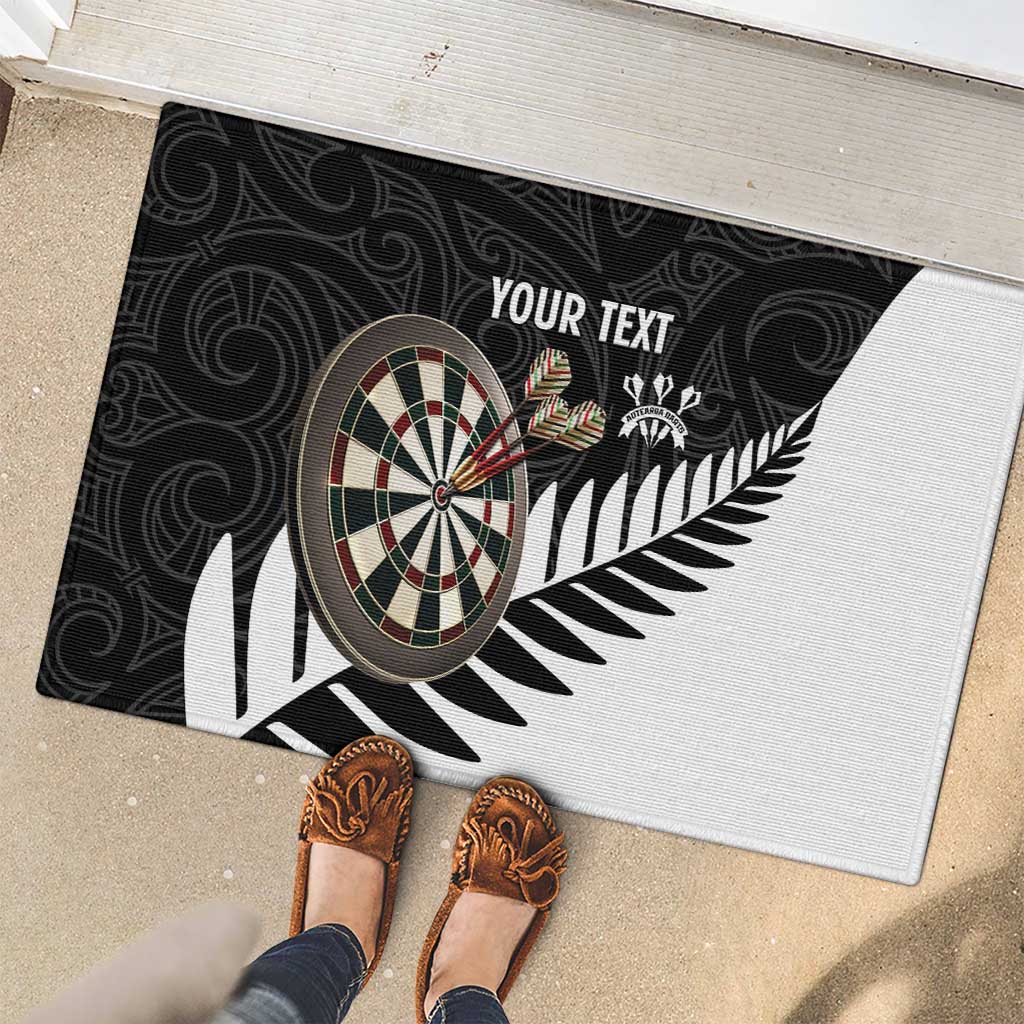 Personalised New Zealand Darts Rubber Doormat Silver Fern Aotearoa Maori Pattern LT14 - Polynesian Pride