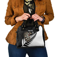 Personalised New Zealand Darts Shoulder Handbag Silver Fern Aotearoa Maori Pattern - Polynesian Pride