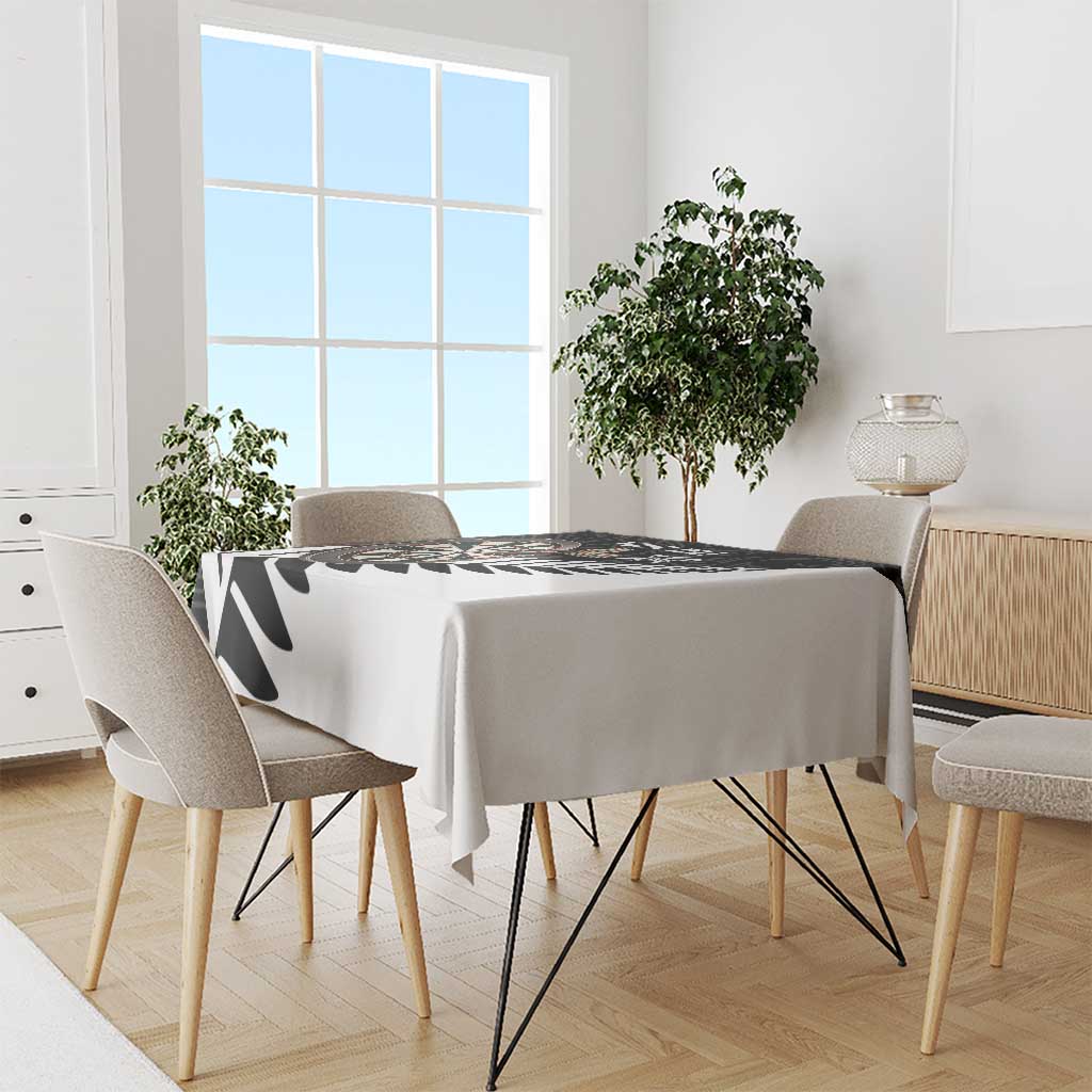 Personalised New Zealand Darts Tablecloth Silver Fern Aotearoa Maori Pattern - Polynesian Pride