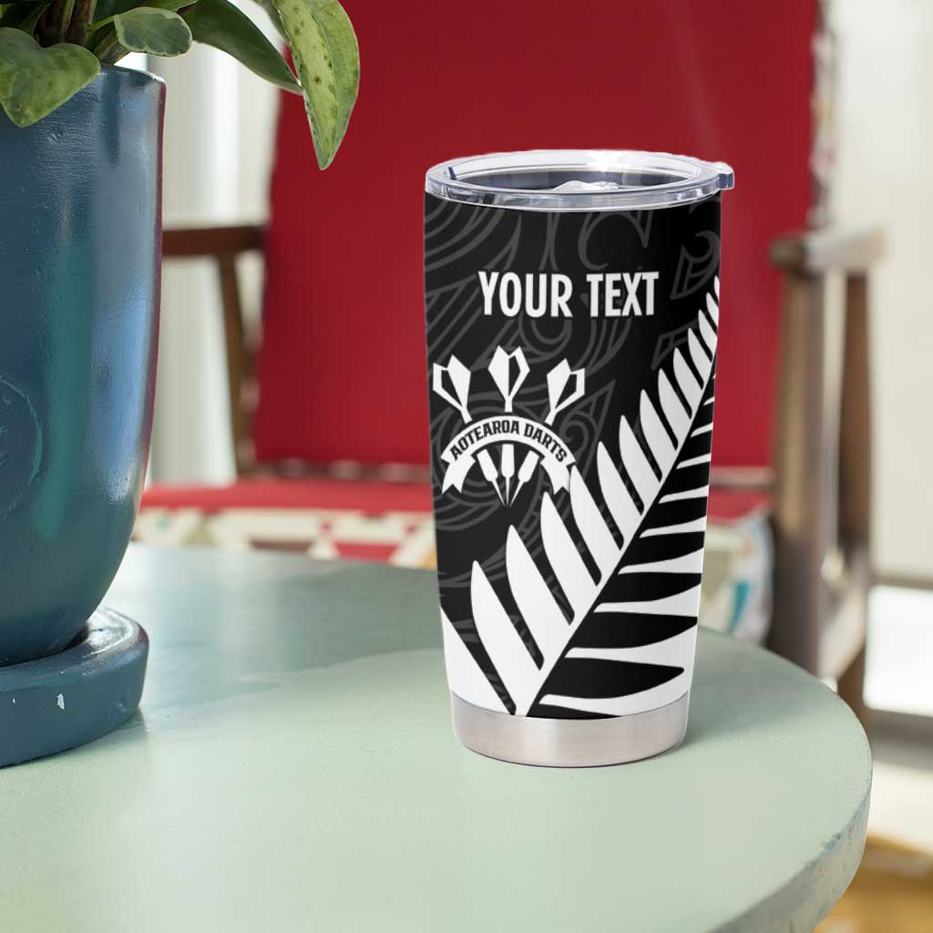 Personalised New Zealand Darts Tumbler Cup Silver Fern Aotearoa Maori Pattern - Polynesian Pride