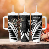 Personalised New Zealand Darts Tumbler With Handle Silver Fern Aotearoa Maori Pattern - Polynesian Pride