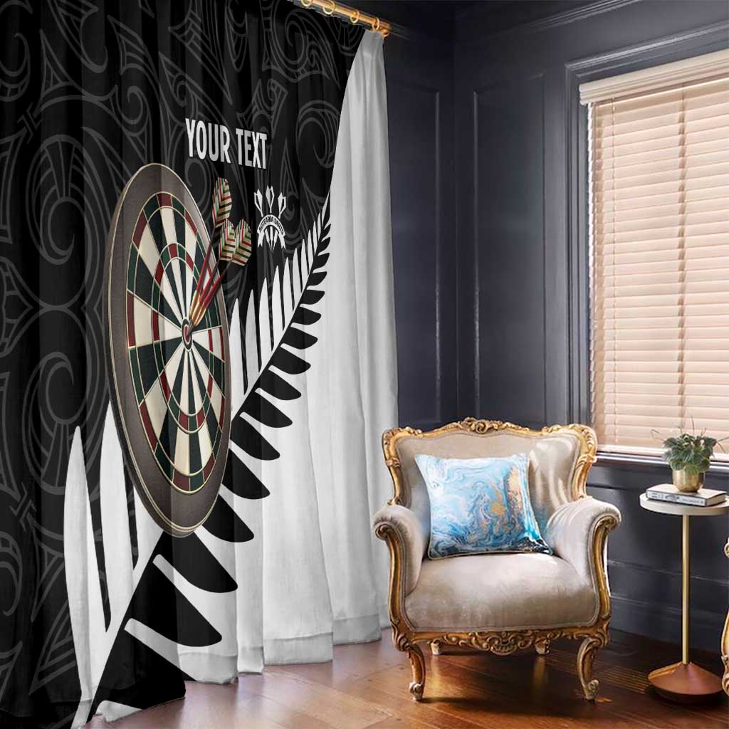 Personalised New Zealand Darts Window Curtain Silver Fern Aotearoa Maori Pattern - Polynesian Pride
