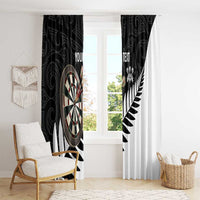 Personalised New Zealand Darts Window Curtain Silver Fern Aotearoa Maori Pattern - Polynesian Pride