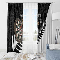Personalised New Zealand Darts Window Curtain Silver Fern Aotearoa Maori Pattern - Polynesian Pride