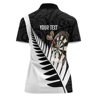 Personalised New Zealand Darts Women Polo Shirt Silver Fern Aotearoa Maori Pattern - Polynesian Pride