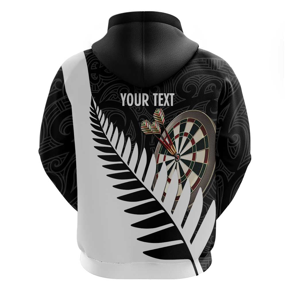 Personalised New Zealand Darts Zip Hoodie Silver Fern Aotearoa Maori Pattern LT14 - Polynesian Pride