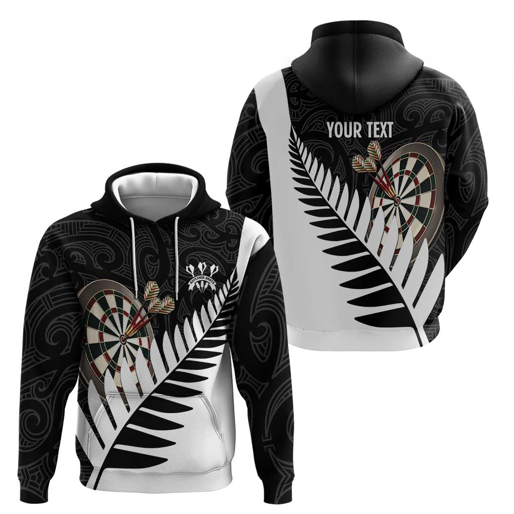 Personalised New Zealand Darts Zip Hoodie Silver Fern Aotearoa Maori Pattern LT14 - Polynesian Pride