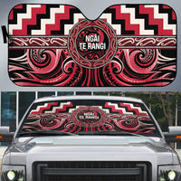 Aotearoa Ngai Te Rangi Auto Sun Shade Maori Iwi Poutama Puhoro Tattoo LT14 Red - Polynesian Pride