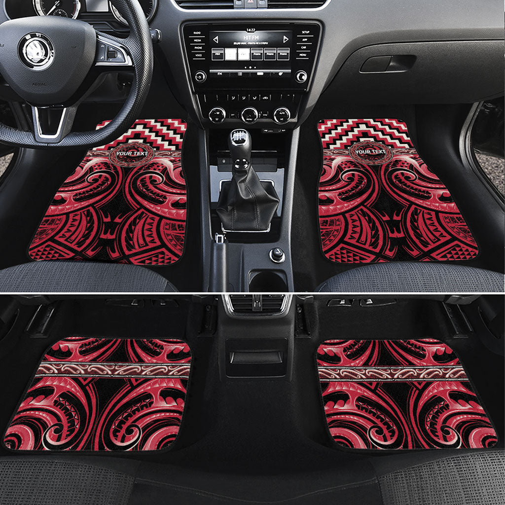 Aotearoa Ngai Te Rangi Personalised Car Mats Maori Iwi Poutama Puhoro Tattoo LT14 Set 4pcs Red - Polynesian Pride