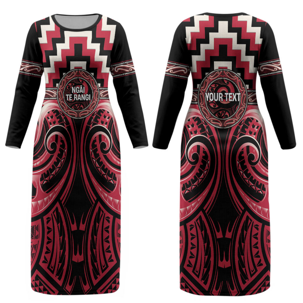 Aotearoa Ngai Te Rangi Personalised Couples Matching Long Sleeve Bodycon Dress and Hawaiian Shirt Maori Iwi Poutama Puhoro Tattoo LT14 - Polynesian Pride