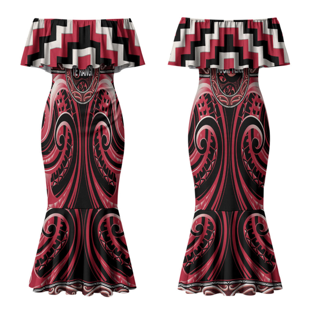 Aotearoa Ngai Te Rangi Personalised Couples Matching Mermaid Dress and Hawaiian Shirt Maori Iwi Poutama Puhoro Tattoo LT14 - Polynesian Pride