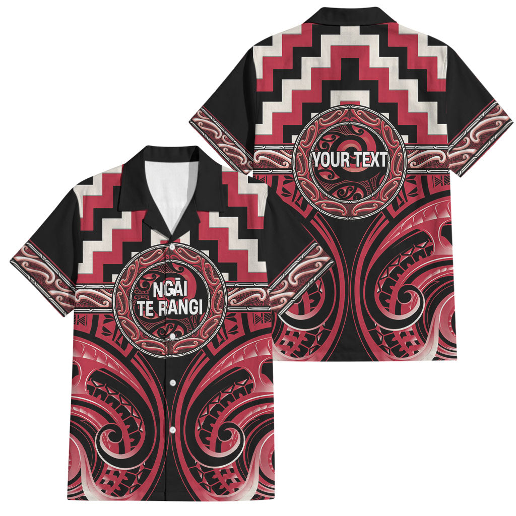 Aotearoa Ngai Te Rangi Personalised Family Matching Off Shoulder Short Dress and Hawaiian Shirt Maori Iwi Poutama Puhoro Tattoo LT14 Dad's Shirt - Short Sleeve Red - Polynesian Pride