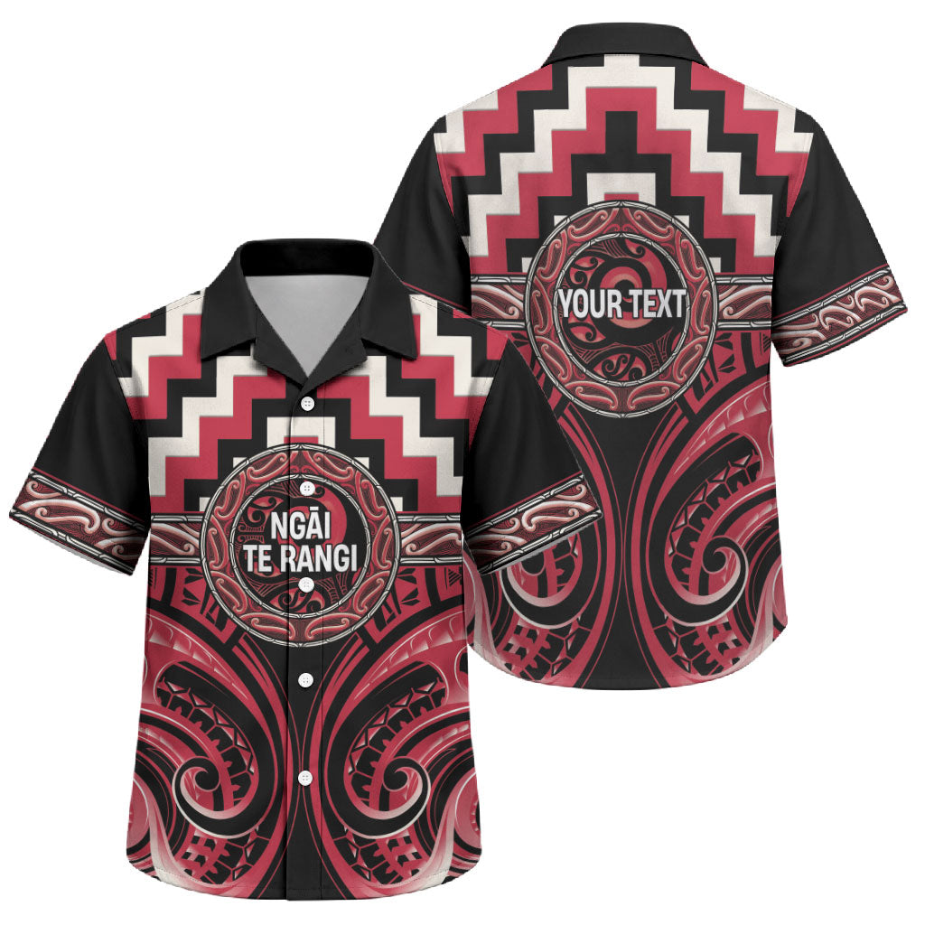 Aotearoa Ngai Te Rangi Personalised Family Matching Off Shoulder Short Dress and Hawaiian Shirt Maori Iwi Poutama Puhoro Tattoo LT14 Son's Shirt Red - Polynesian Pride