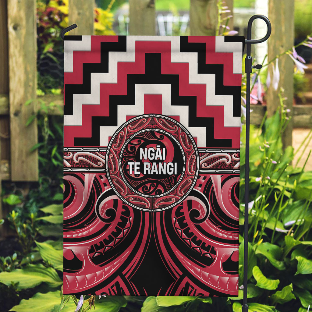 Aotearoa Ngai Te Rangi Garden Flag Maori Iwi Poutama Puhoro Tattoo LT14 Garden Flag Red - Polynesian Pride