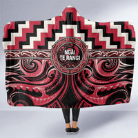 Aotearoa Ngai Te Rangi Hooded Blanket Maori Iwi Poutama Puhoro Tattoo LT14 One Size Red - Polynesian Pride
