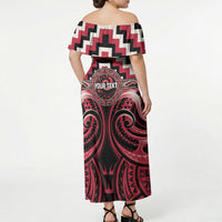 Aotearoa Ngai Te Rangi Personalised Off Shoulder Maxi Dress Maori Iwi Poutama Puhoro Tattoo LT14 - Polynesian Pride