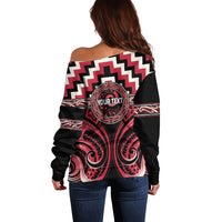 Aotearoa Ngai Te Rangi Personalised Off Shoulder Sweater Maori Iwi Poutama Puhoro Tattoo LT14 - Polynesian Pride