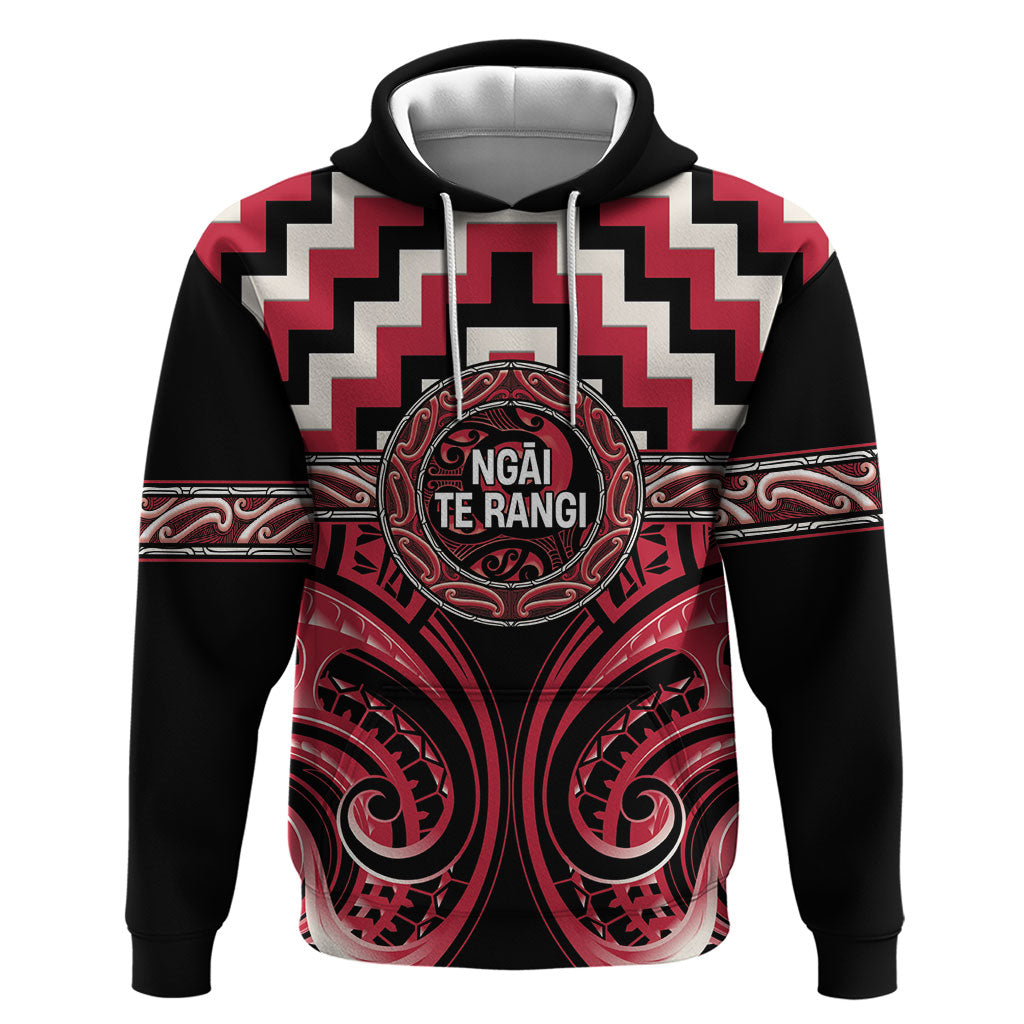 Aotearoa Ngai Te Rangi Personalised Zip Hoodie Maori Iwi Poutama Puhoro Tattoo LT14 Pullover Hoodie Red - Polynesian Pride