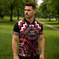 Aotearoa Ngai Te Rangi Personalised Zipper Polo Shirt Maori Iwi Poutama Puhoro Tattoo LT14 - Polynesian Pride