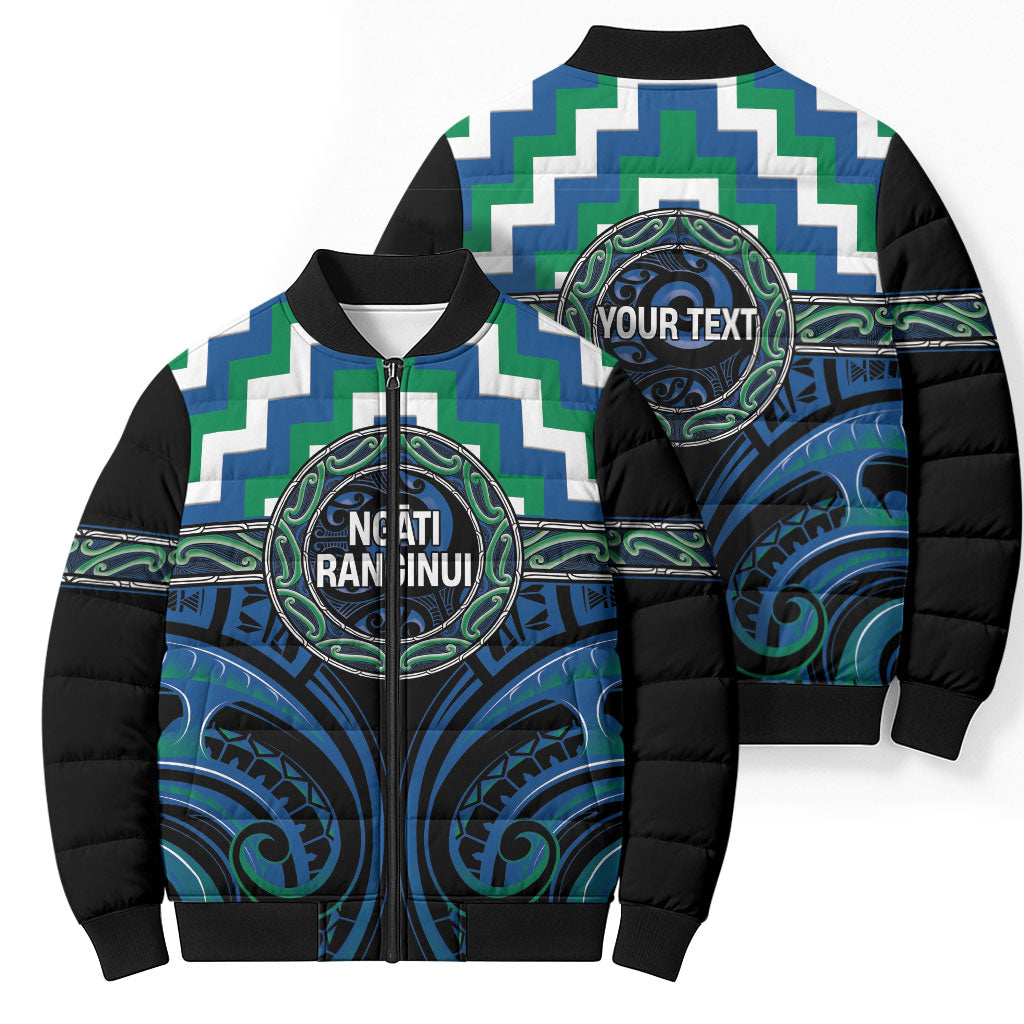 Aotearoa Ngati Ranginui Personalised Bomber Puffer Jacket Maori Iwi Poutama Puhoro Tattoo LT14 - Polynesian Pride