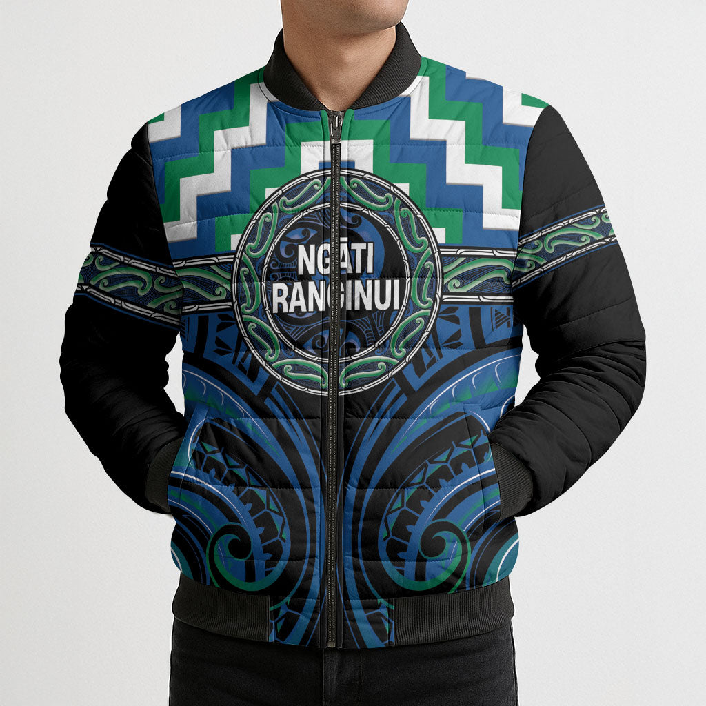 Aotearoa Ngati Ranginui Personalised Bomber Puffer Jacket Maori Iwi Poutama Puhoro Tattoo LT14 - Polynesian Pride
