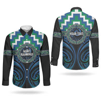 Aotearoa Ngati Ranginui Personalised Couples Matching Puletasi and Long Sleeve Button Shirt Maori Iwi Poutama Puhoro Tattoo LT14 - Polynesian Pride