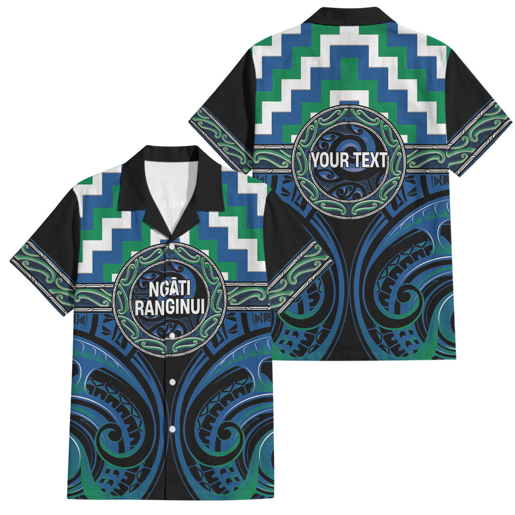 Aotearoa Ngati Ranginui Personalised Family Matching Off Shoulder Maxi Dress and Hawaiian Shirt Maori Iwi Poutama Puhoro Tattoo LT14 Dad's Shirt - Short Sleeve Green - Polynesian Pride