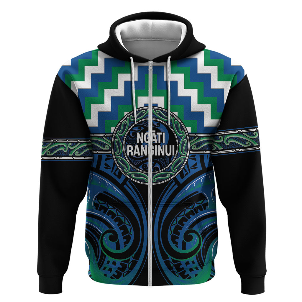 Aotearoa Ngati Ranginui Personalised Hoodie Maori Iwi Poutama Puhoro Tattoo LT14 Zip Hoodie Green - Polynesian Pride