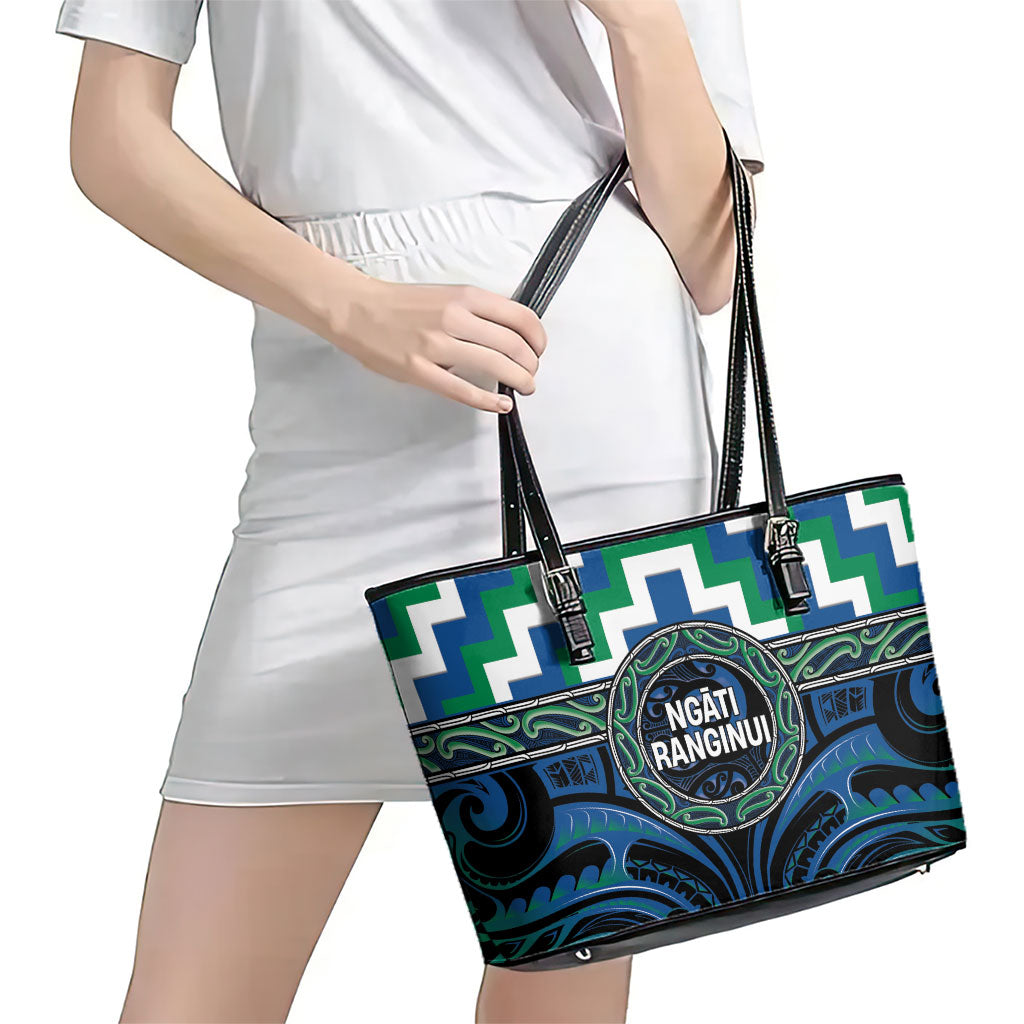 Aotearoa Ngati Ranginui Leather Tote Bag Maori Iwi Poutama Puhoro Tattoo LT14 - Polynesian Pride