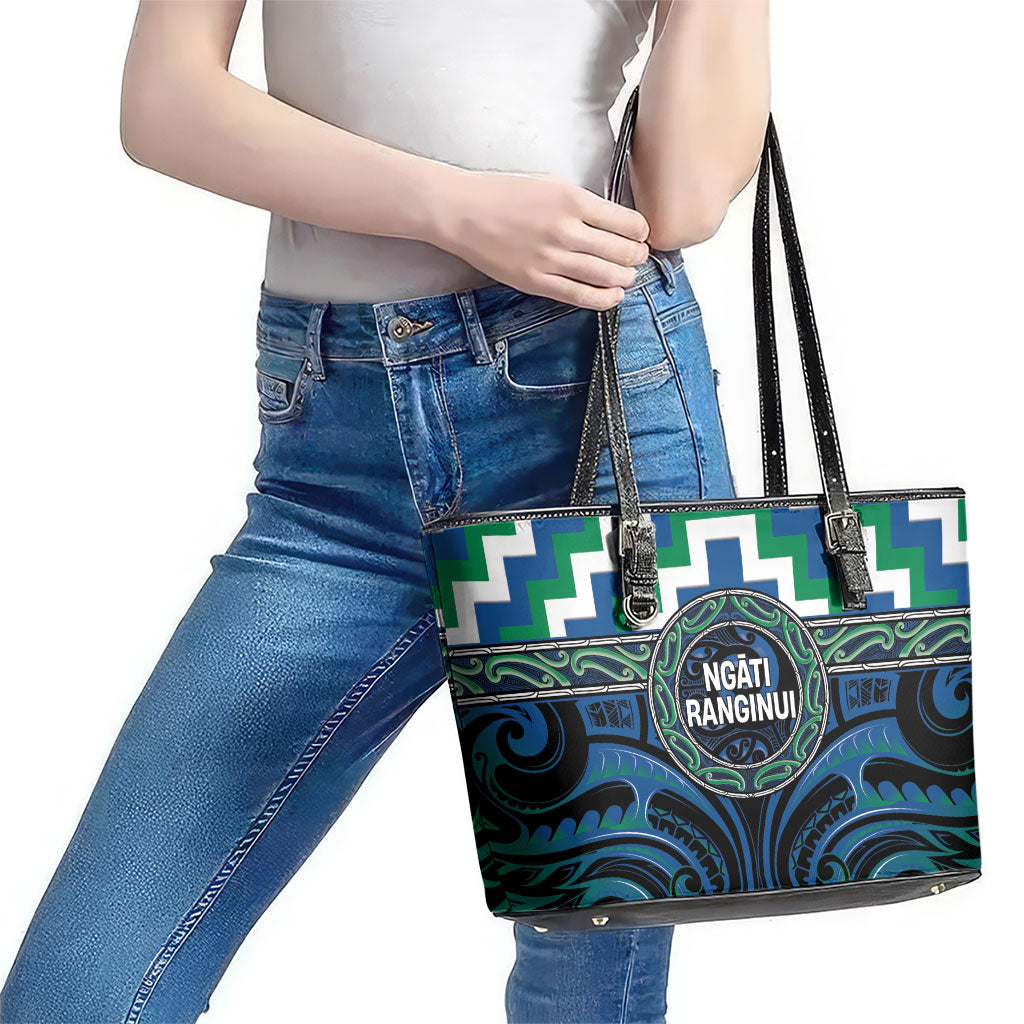 Aotearoa Ngati Ranginui Leather Tote Bag Maori Iwi Poutama Puhoro Tattoo LT14 - Polynesian Pride