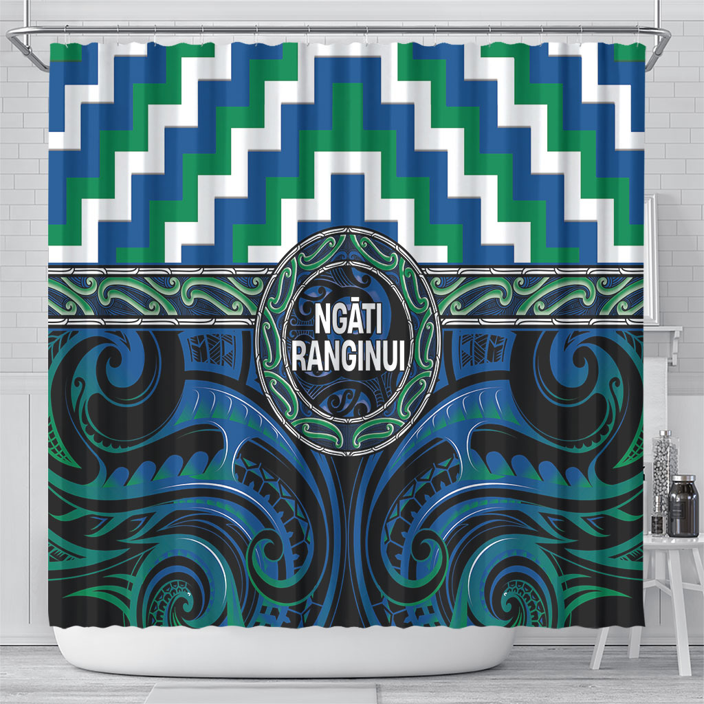 Aotearoa Ngati Ranginui Shower Curtain Maori Iwi Poutama Puhoro Tattoo LT14 - Polynesian Pride