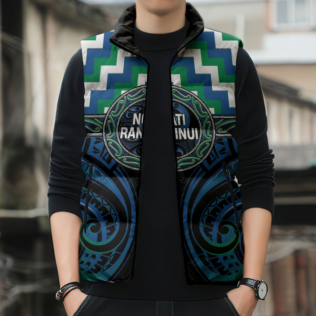 Aotearoa Ngati Ranginui Personalised Sleeveless Puffer Jacket Maori Iwi Poutama Puhoro Tattoo LT14 - Polynesian Pride