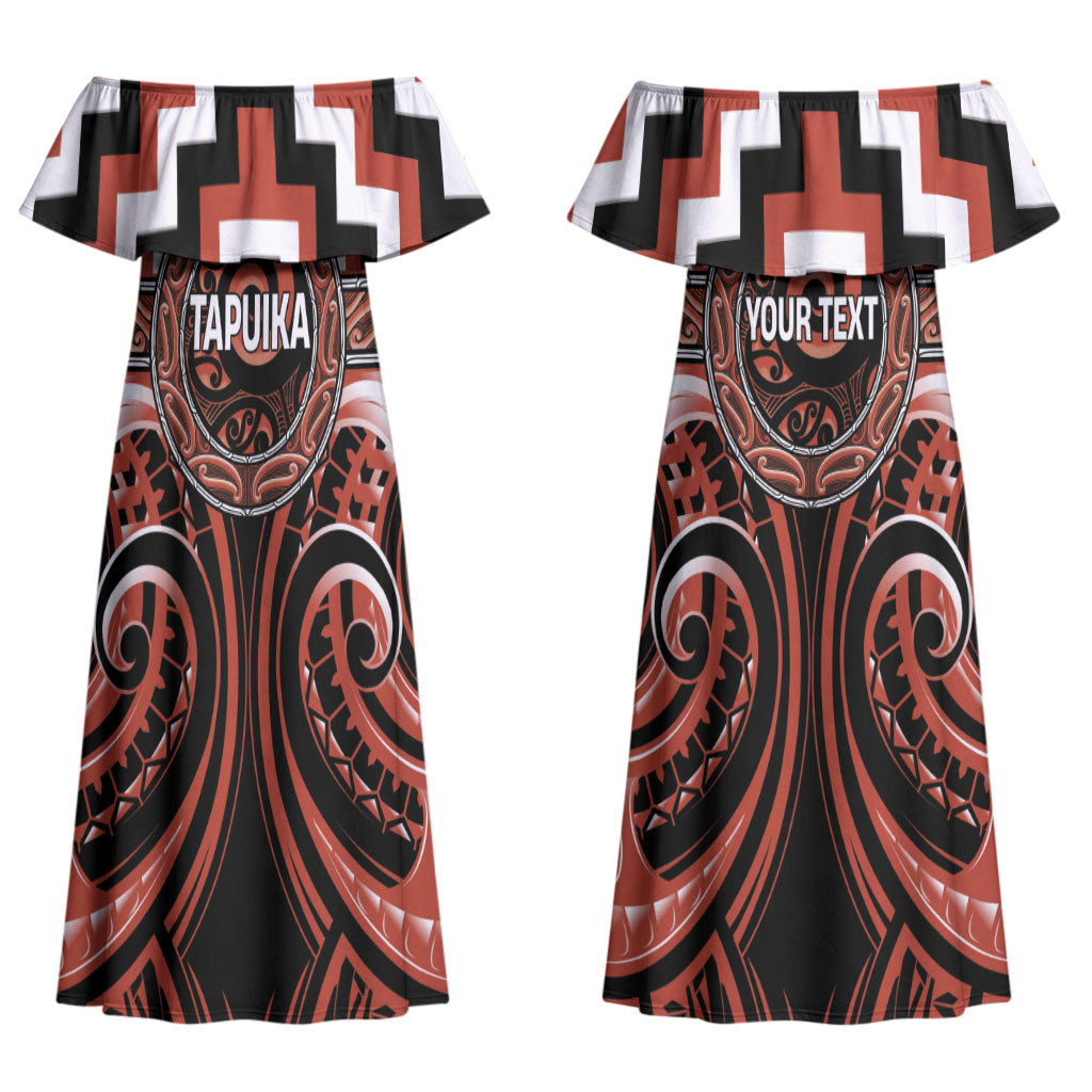 Aotearoa Tapuika Personalised Couples Matching Off Shoulder Maxi Dress and Hawaiian Shirt Maori Iwi Poutama Puhoro Tattoo LT14 - Polynesian Pride