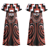 Aotearoa Tapuika Personalised Couples Matching Off Shoulder Maxi Dress and Hawaiian Shirt Maori Iwi Poutama Puhoro Tattoo LT14 - Polynesian Pride
