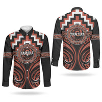 Aotearoa Tapuika Personalised Couples Matching Off The Shoulder Long Sleeve Dress and Long Sleeve Button Shirt Maori Iwi Poutama Puhoro Tattoo LT14 - Polynesian Pride