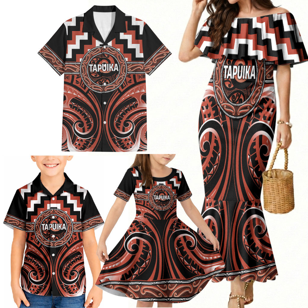 Aotearoa Tapuika Personalised Family Matching Mermaid Dress and Hawaiian Shirt Maori Iwi Poutama Puhoro Tattoo LT14 - Polynesian Pride